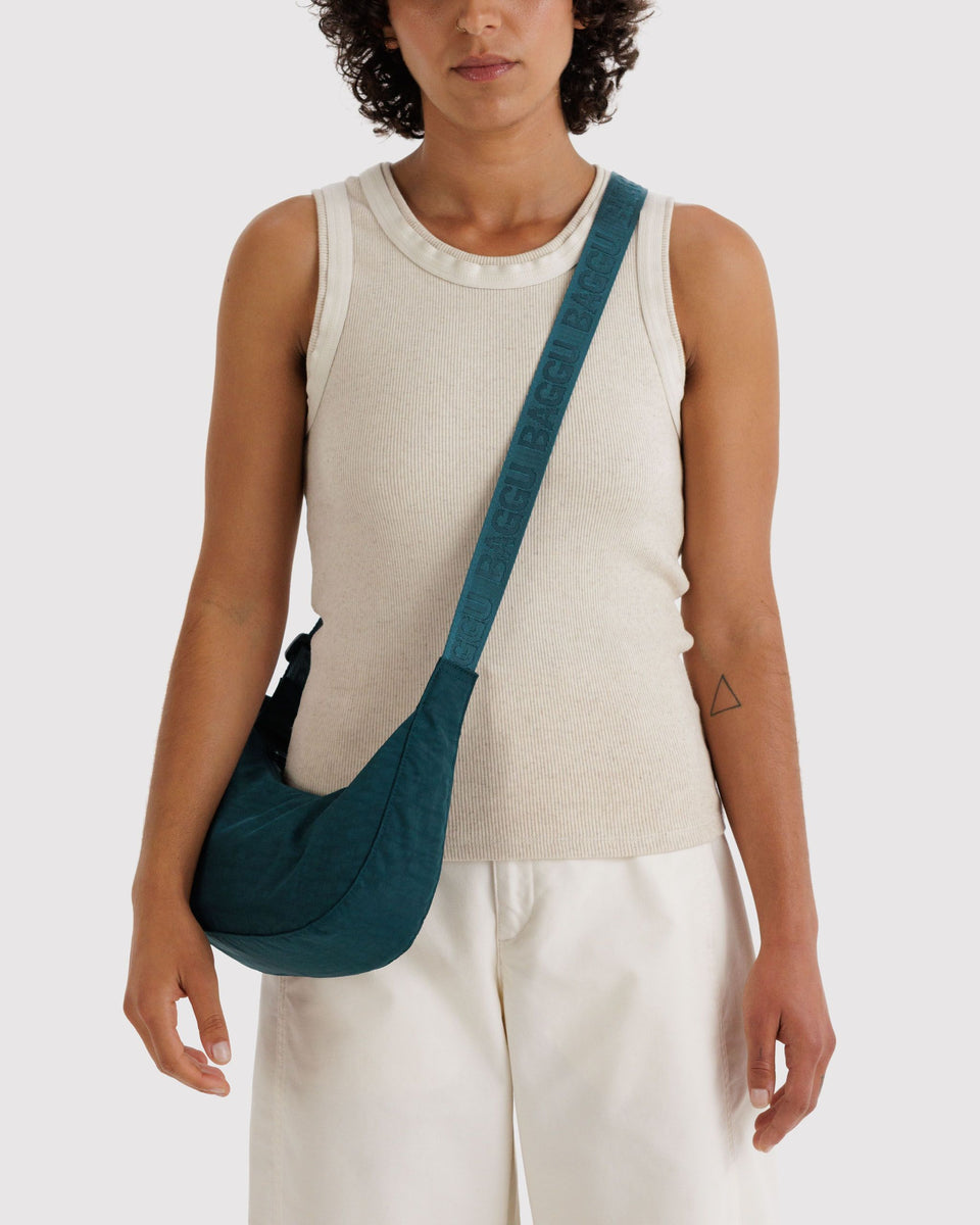 BAGGU Products Small Nylon Crescent Bag - Deep Sea