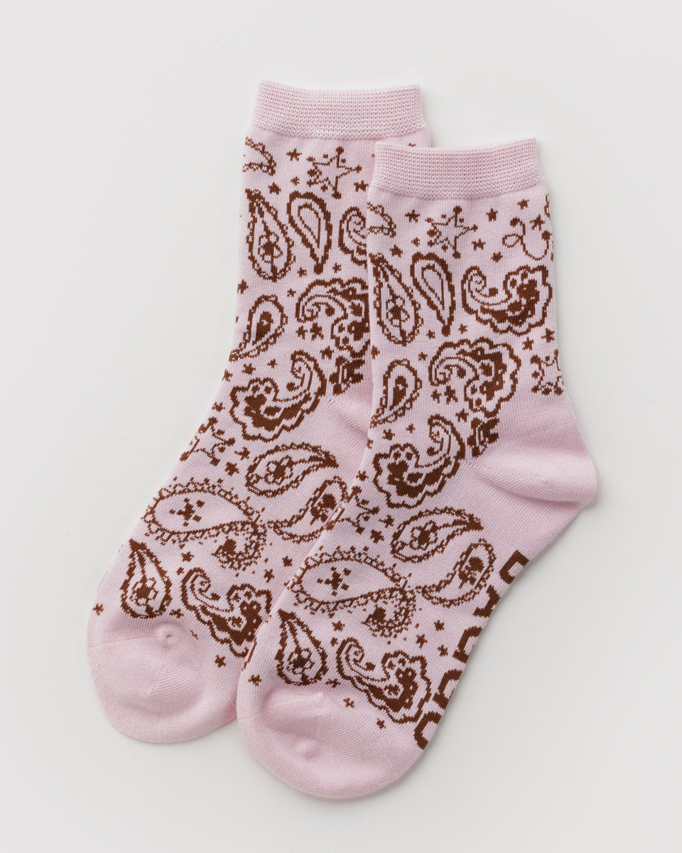 BAGGU Socks - Baggu Functions ONLY Crew Sock - Paisley Pink