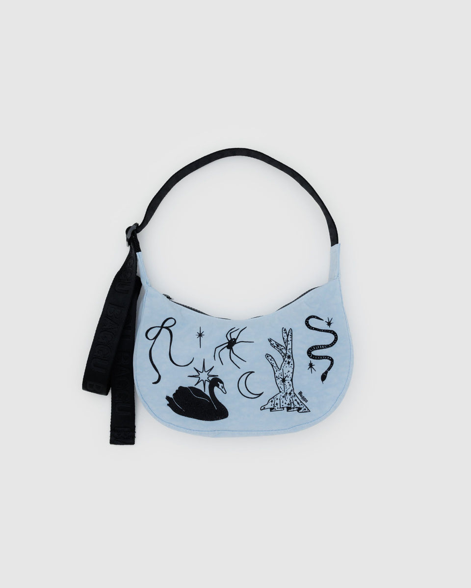 BAGGU Products Small Nylon Crescent Bag - Embroidered Ballet Icons