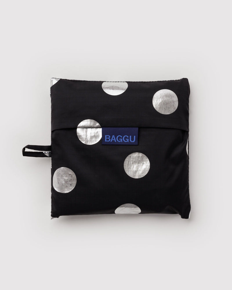 BAGGU Metallics Big Baggu - Silver Metallic Polka Dot
