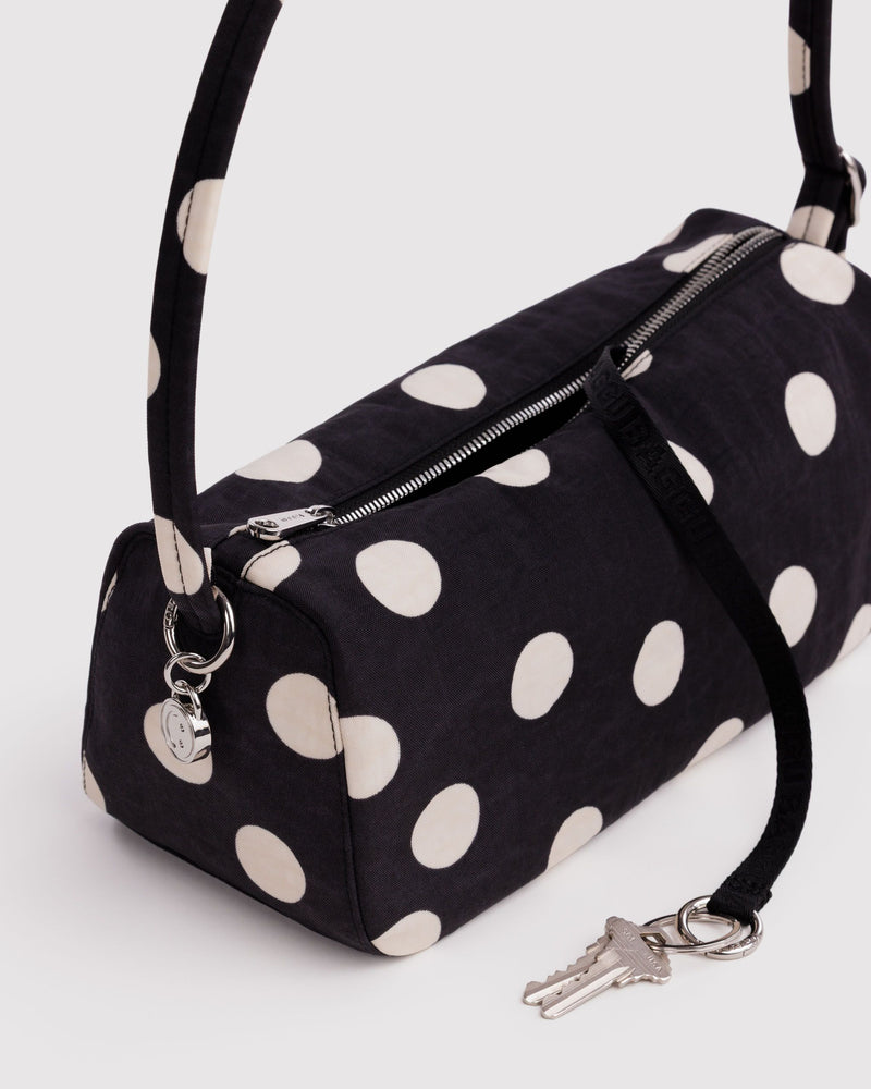 BAGGU Black Bags Nylon Loaf Bag - Black and Cream Polka Dot