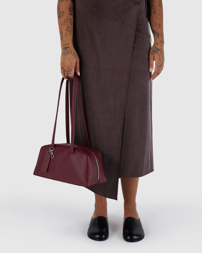 BAGGU  Recycled Leather Bowler Bag - Mahogany