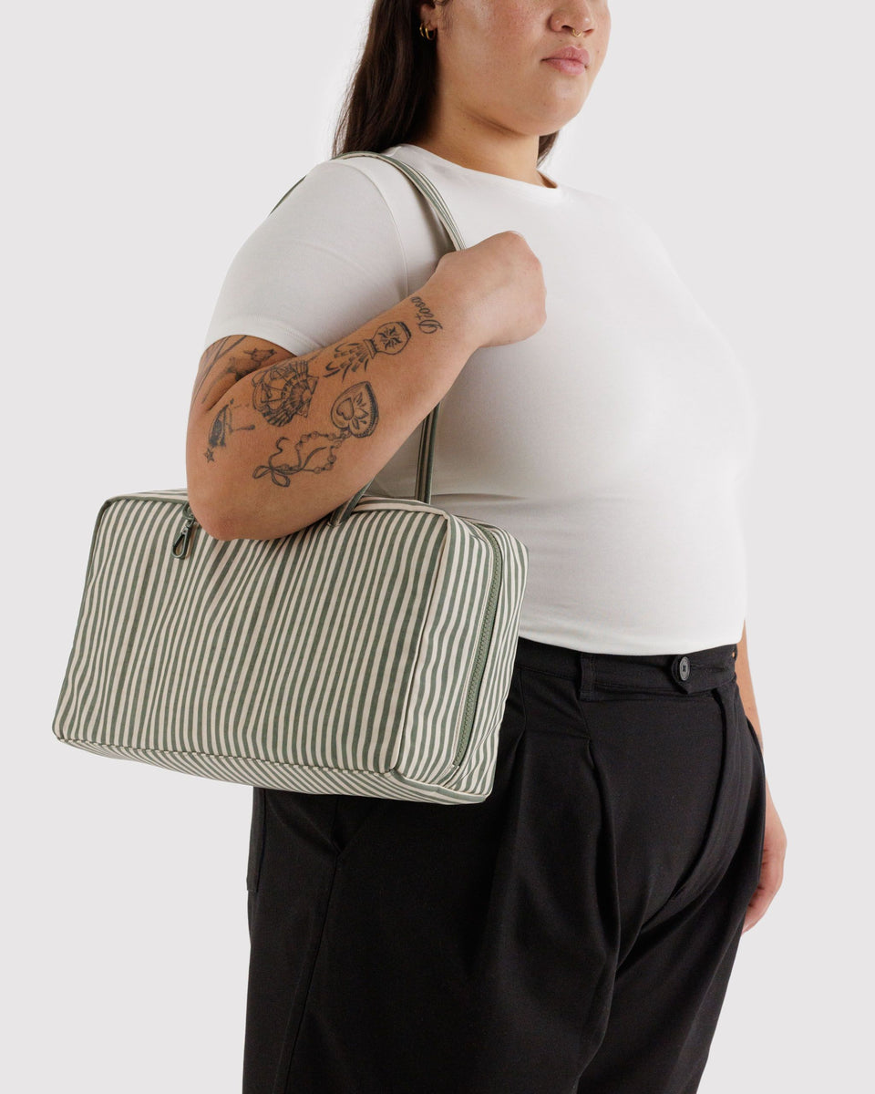 BAGGU Products Medium Nylon Bowler Bag - Sage Stripe
