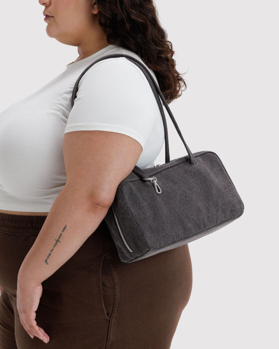 BAGGU Denim Denim Bowler Bag - Washed Black Denim