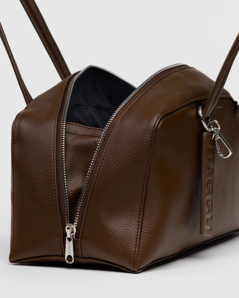 BAGGU  Recycled Leather Bowler Bag - Brown