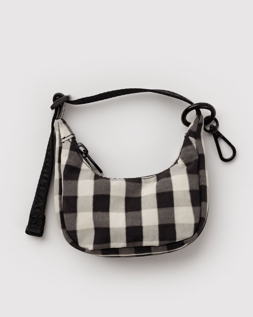 BAGGU ALL PRODUCTS Crescent Bag Charm - Black and Cream Gingham