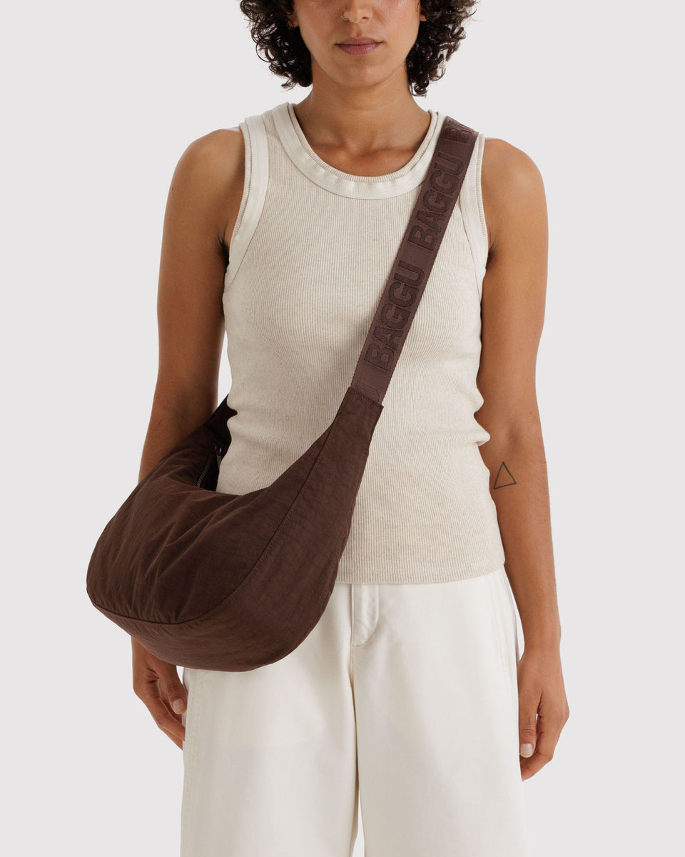 BAGGU New Arrivals Medium Nylon Crescent Bag - Coffee
