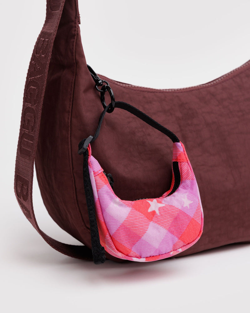 BAGGU.com  Crescent Bag Charm - Pink Star Plaid