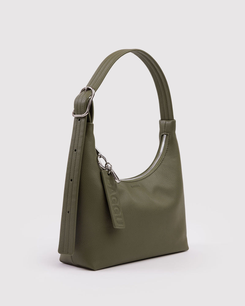 BAGGU  Mini Recycled Leather Shoulder Bag - Loden