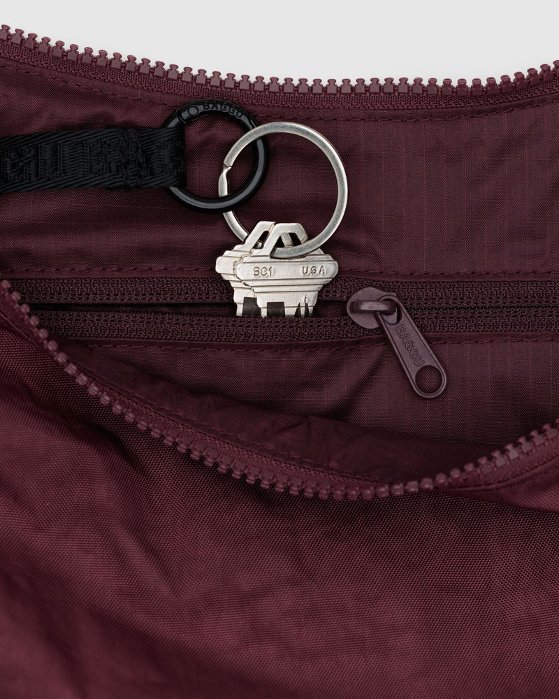 BAGGU New Arrivals Medium Nylon Crescent Bag - Mahogany