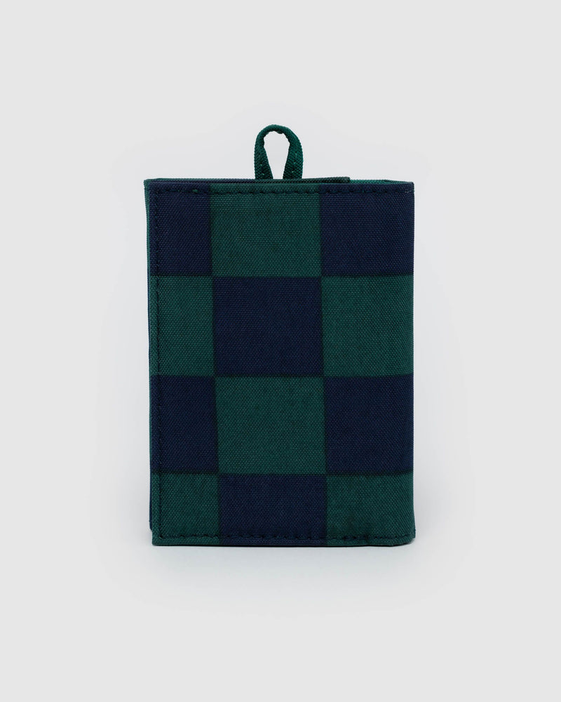 BAGGU.com  Snap Wallet - Navy Green Check