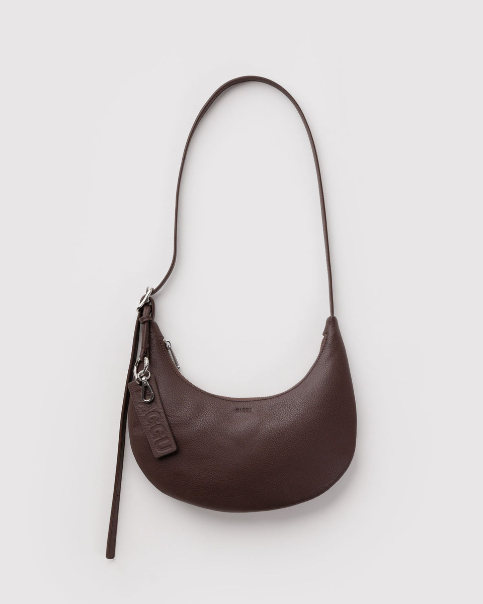 BAGGU New Arrivals Small Recycled Leather Flat Crescent - Brown