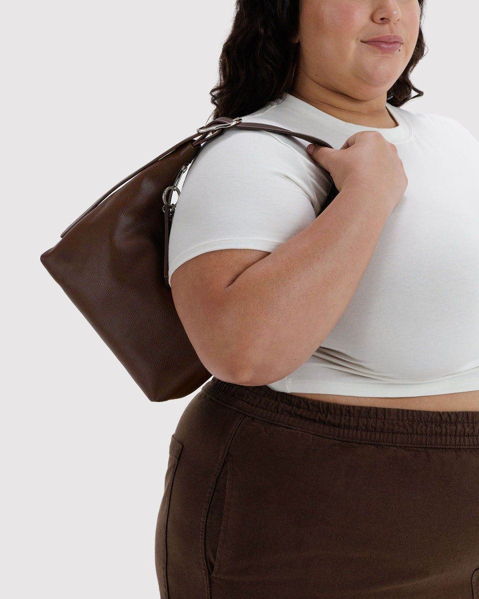 BAGGU Products Mini Recycled Leather Shoulder Bag - Brown