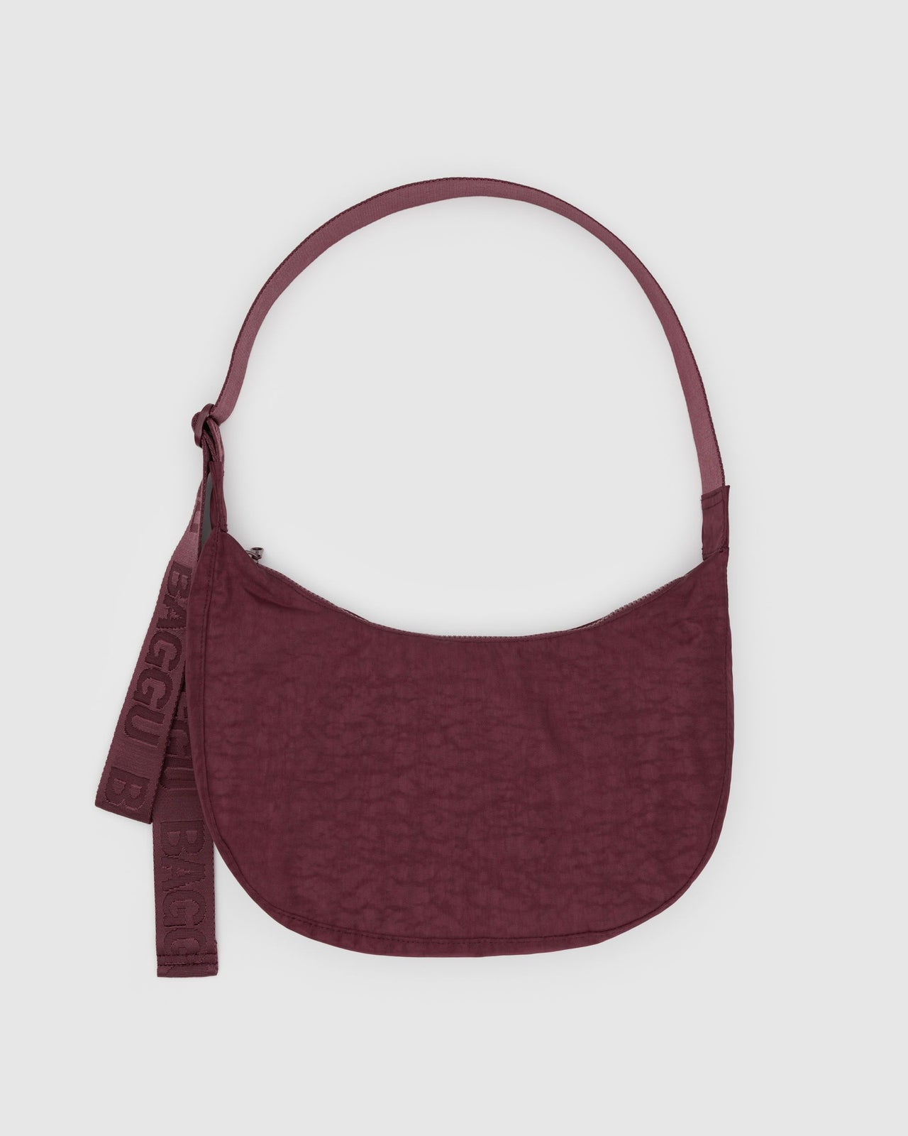 Medium Nylon Crescent Bag - Mahogany
