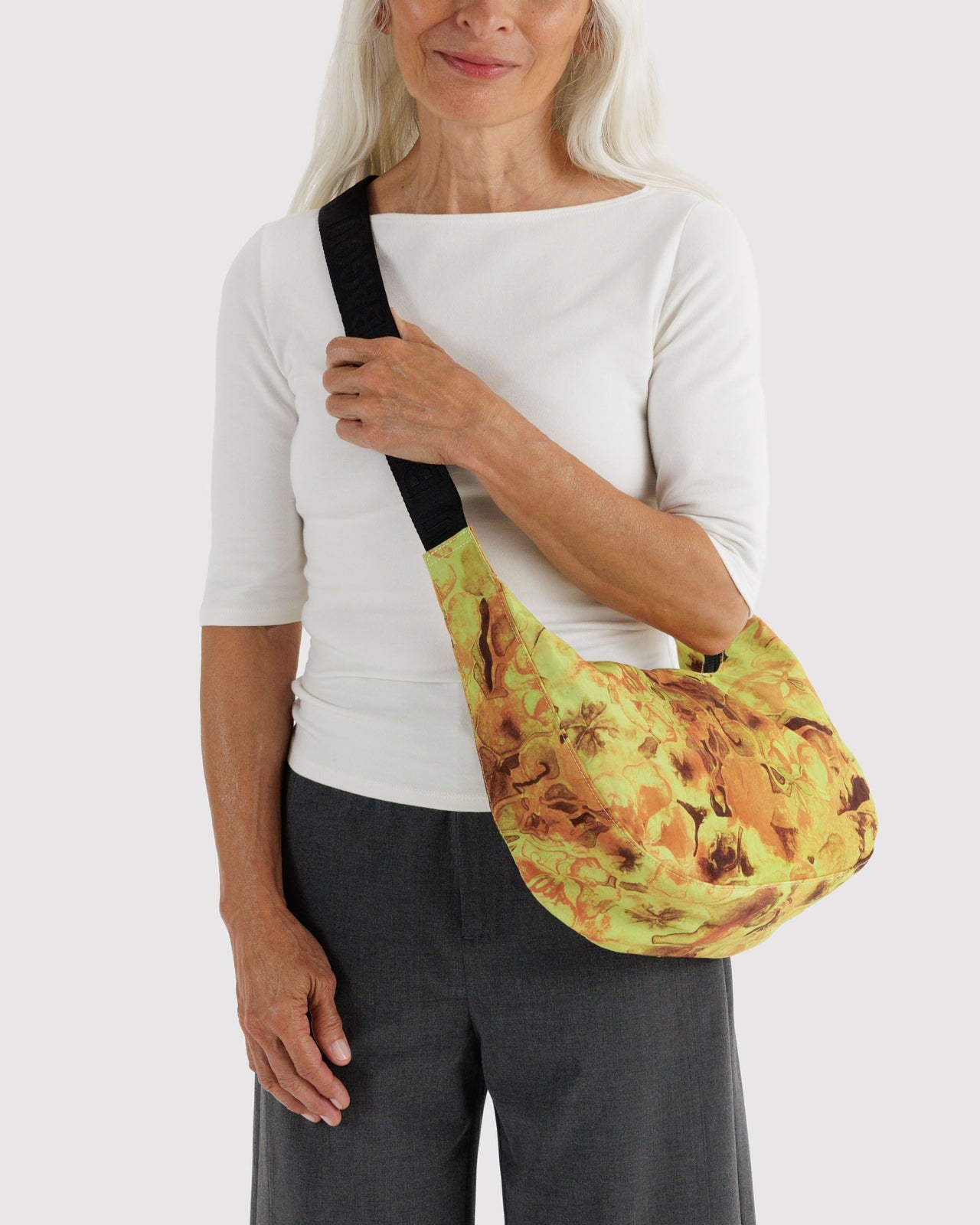 Medium Nylon Crescent Bag - Nasturtiums Ruth Asawa