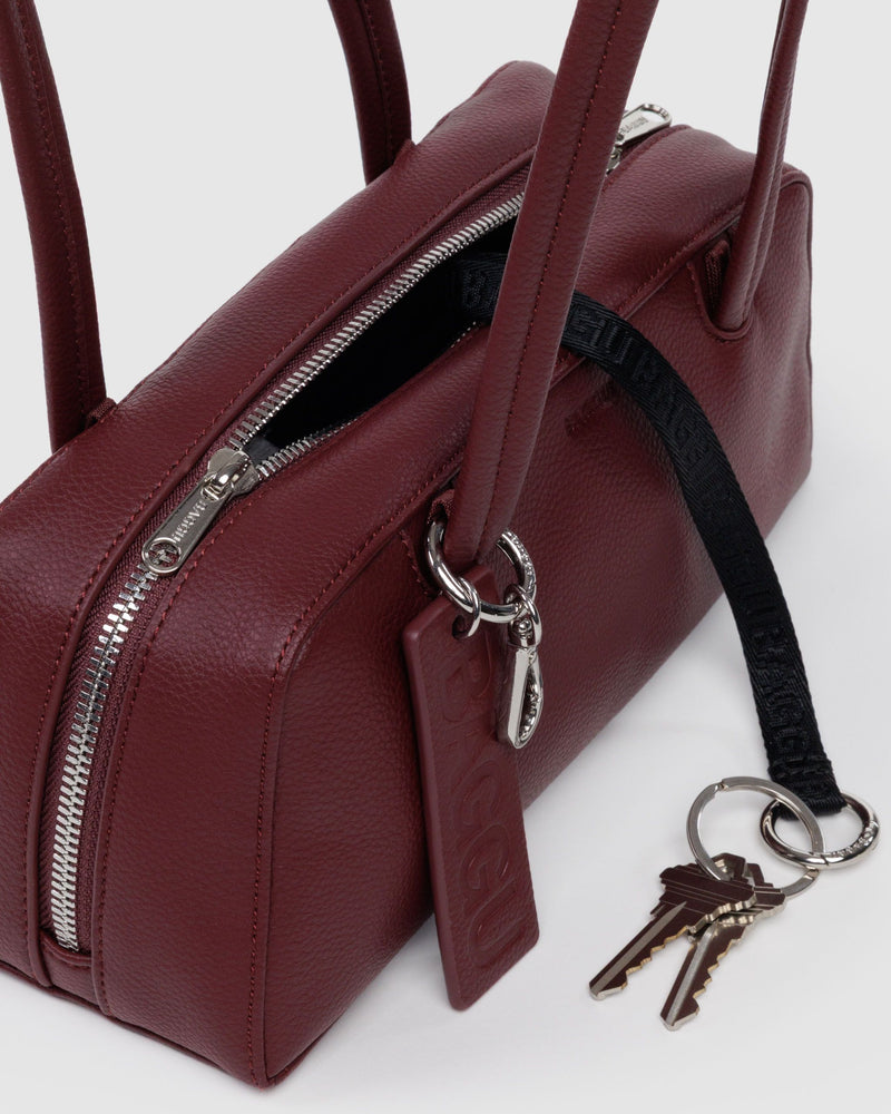 BAGGU  Recycled Leather Bowler Bag - Mahogany