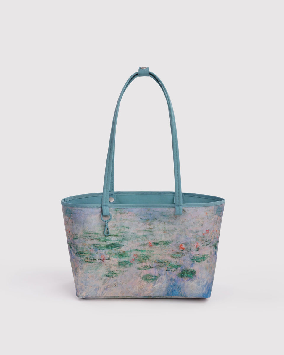 BAGGU Returnly Test Medium Nylon Reversible Tote - Water Lilies Claude Monet