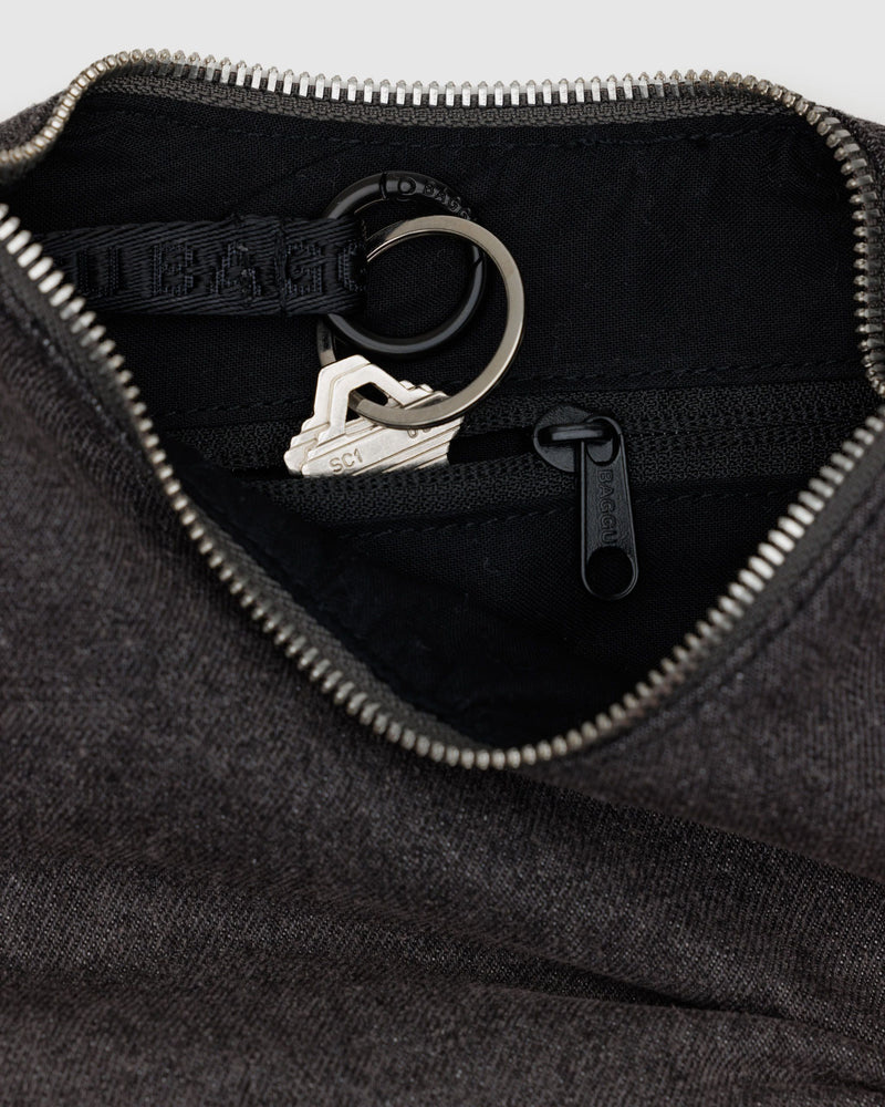 BAGGU  Small Denim Crescent Bag - Washed Black Denim