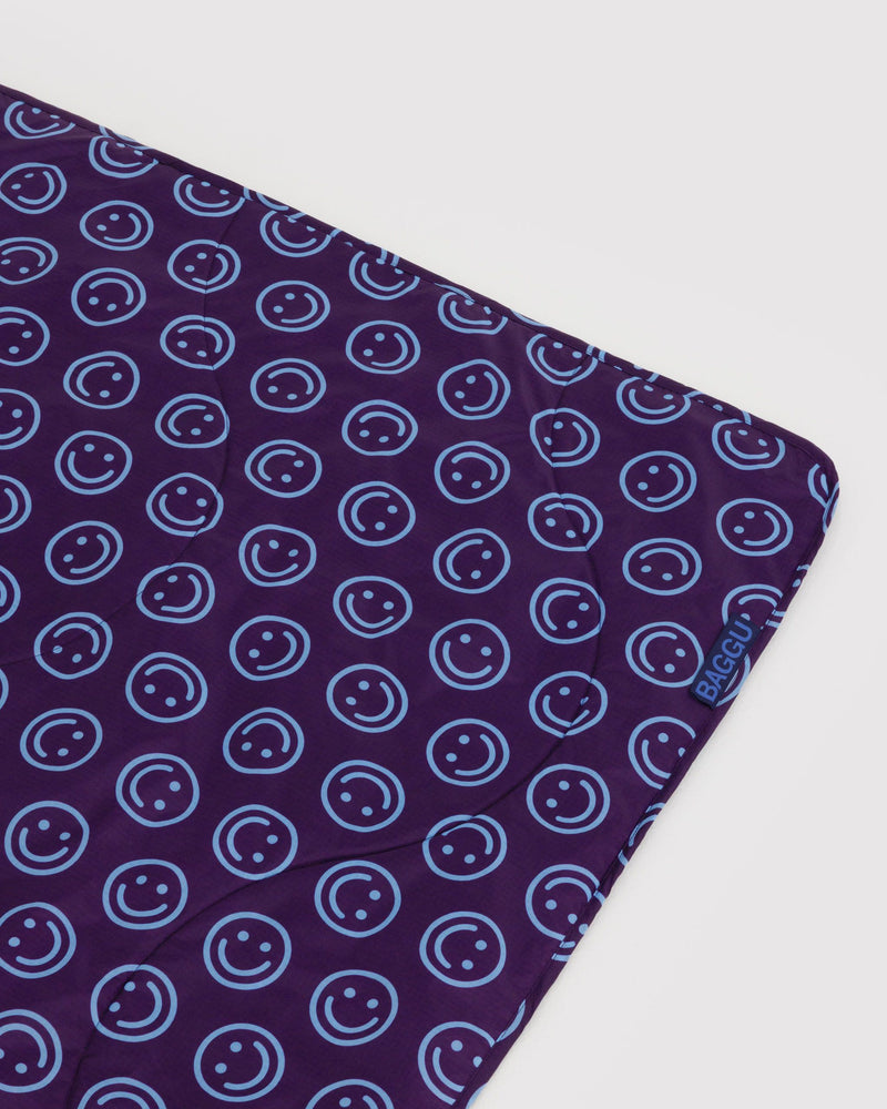 BAGGU Home & Outdoor Puffy Picnic Blanket - Indigo Happy