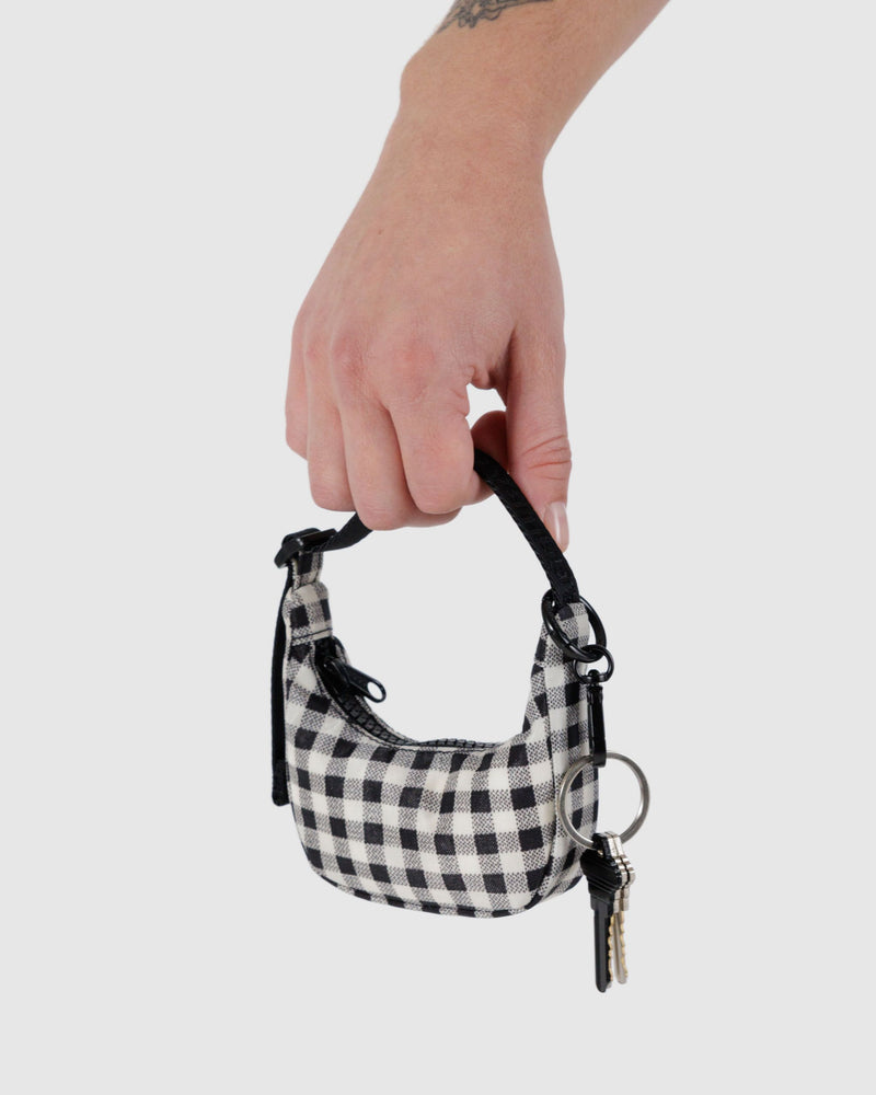 BAGGU.com  Crescent Bag Charm - Black & White Gingham
