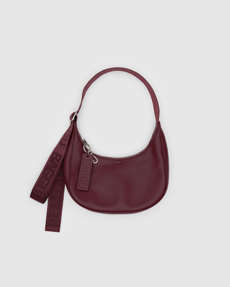 BAGGU  Small Recycled Leather Crescent Bag - Mahogany