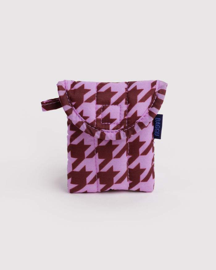 BAGGU Accessories Puffy Earbuds Case - Pink Houndstooth