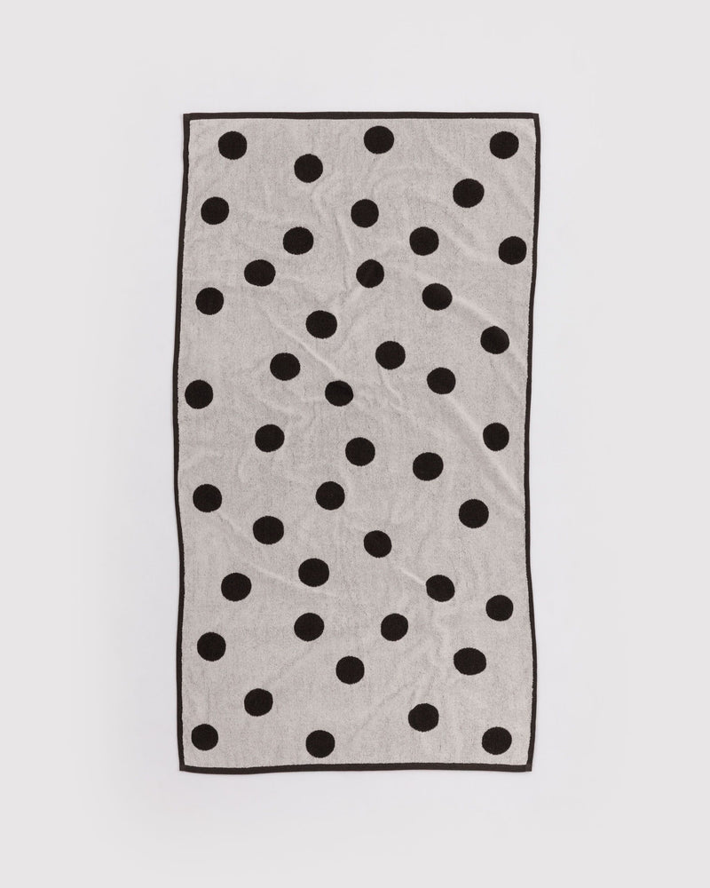 BAGGU  Bath Towel - Cream and Black Polka Dot