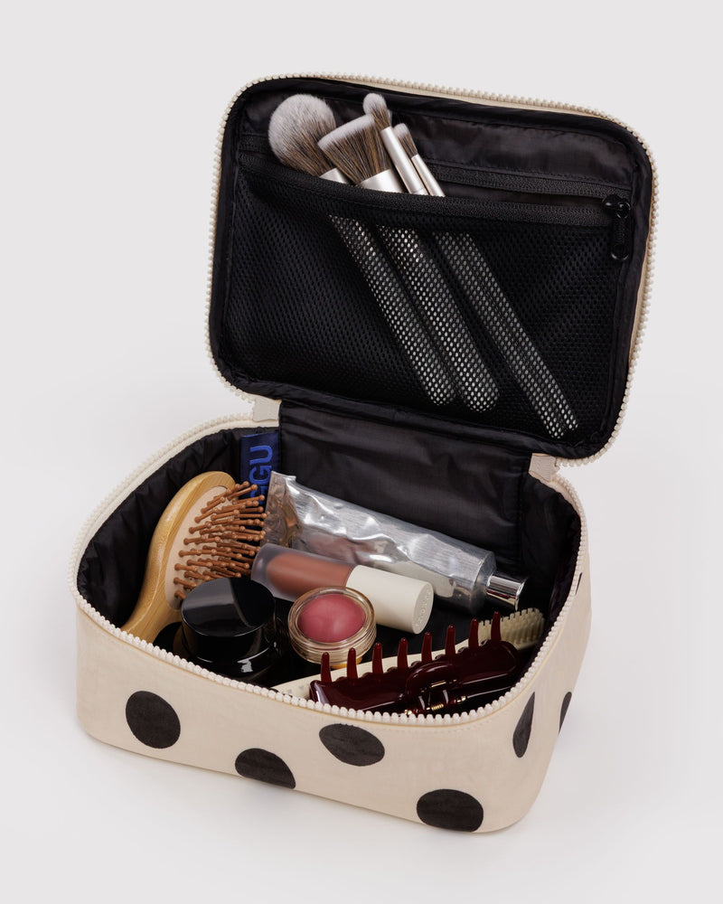 BAGGU  Small Cosmetic Case - Cream and Black Polka Dot