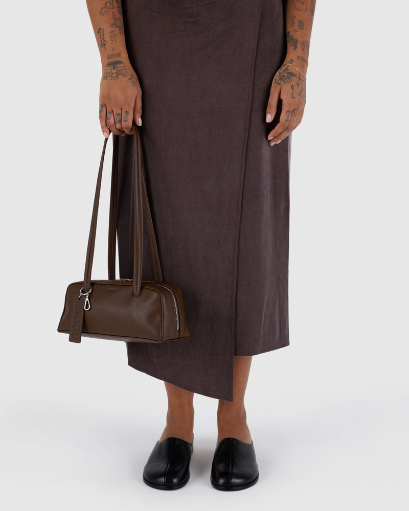 BAGGU  Small Recycled Leather Bowler Bag - Brown