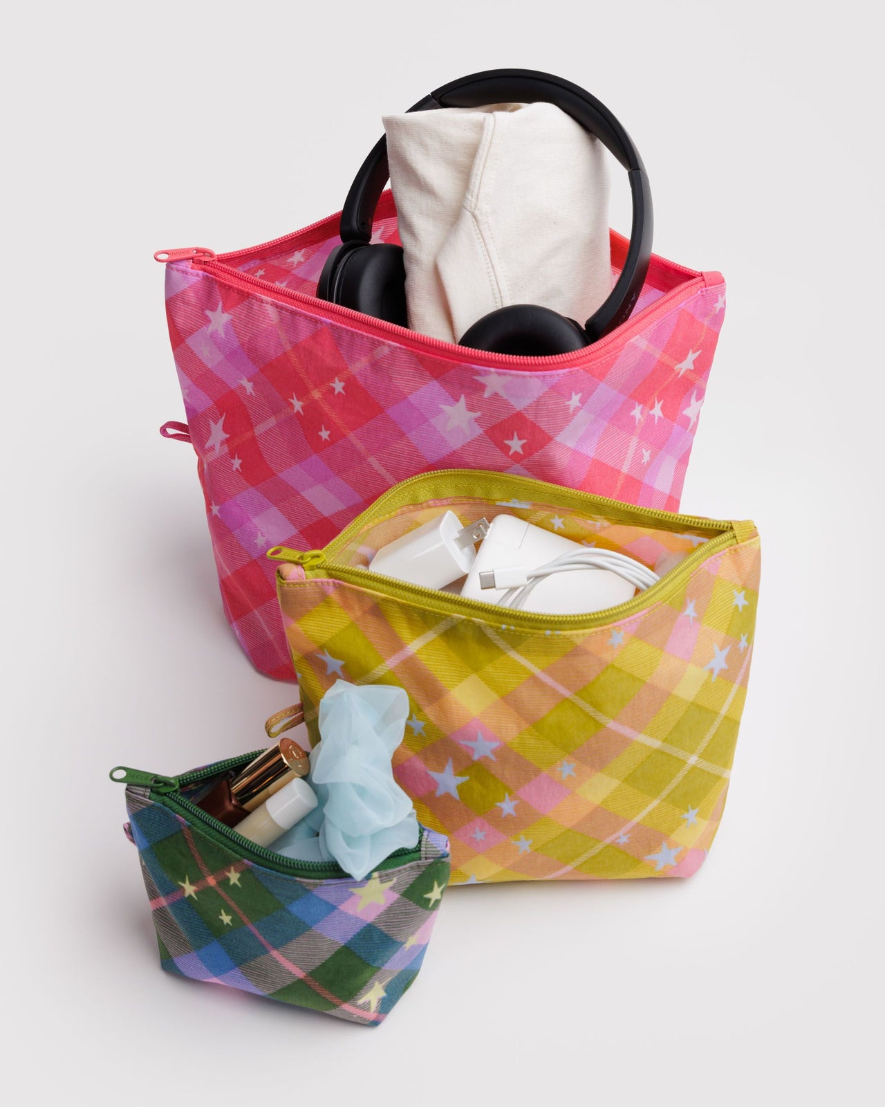Go Pouch Set - Star Plaid