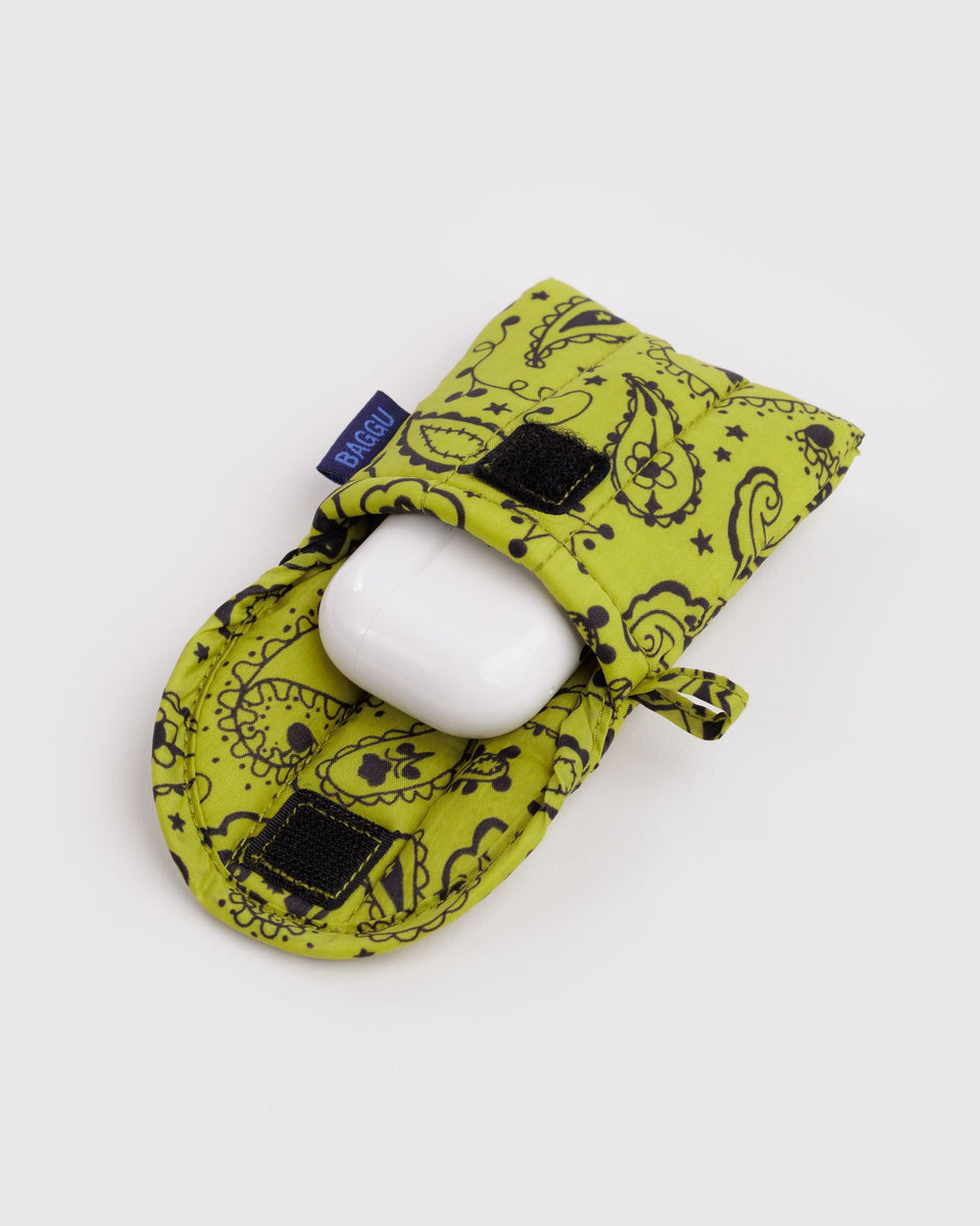 BAGGU Puffy Stuff Puffy Earbuds Case - Chartreuse Paisley