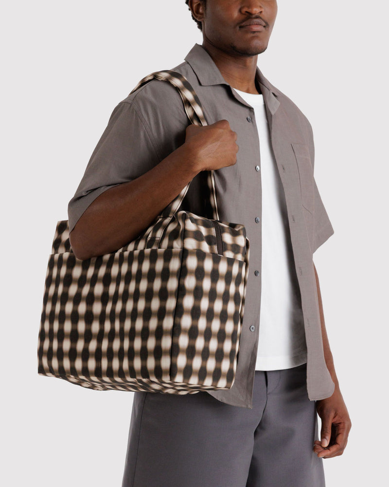 BAGGU  Small Cloud Carry-On - Blurred Gingham Brown