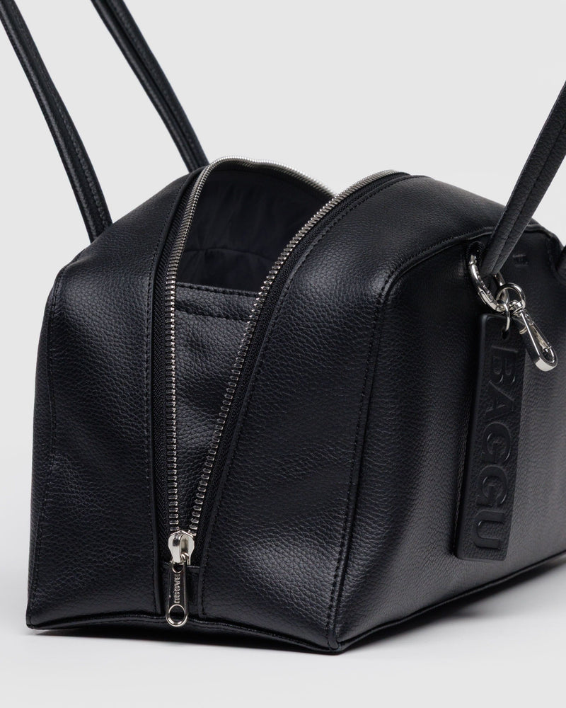 BAGGU  Recycled Leather Bowler Bag - Black