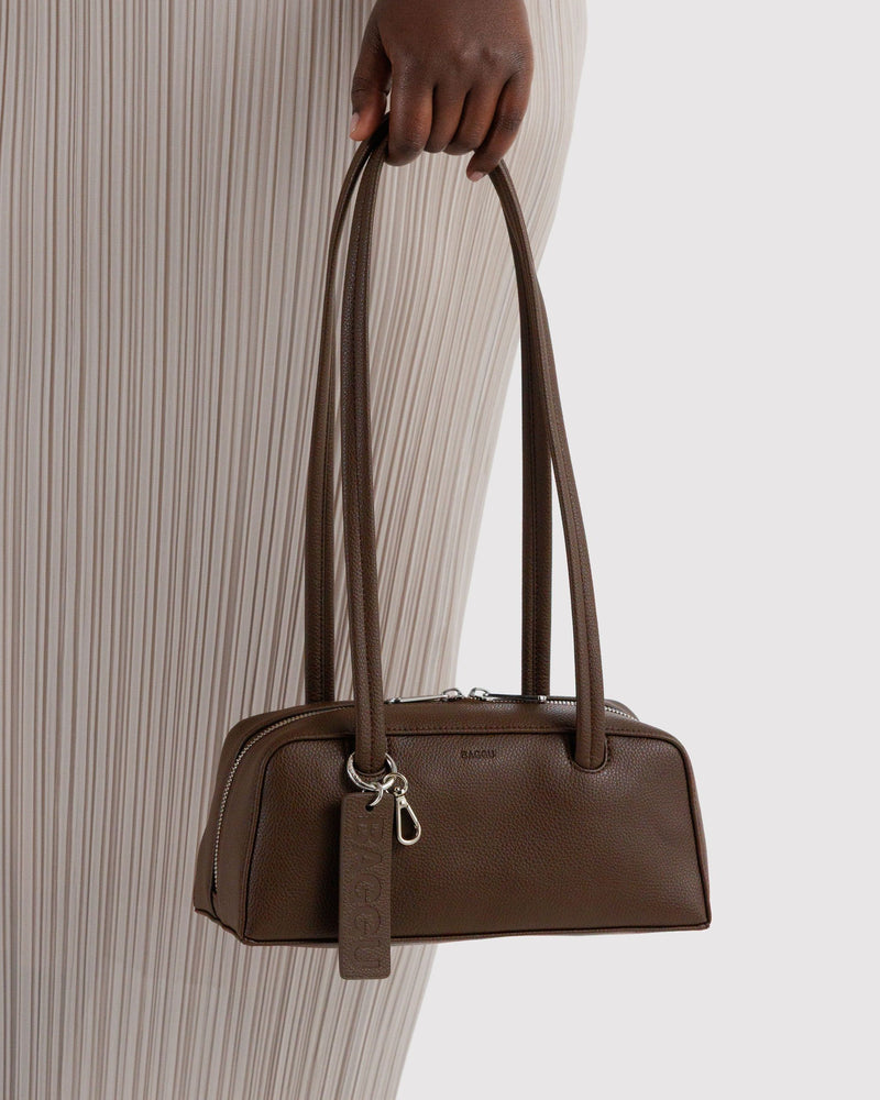 BAGGU  Small Recycled Leather Bowler Bag - Brown