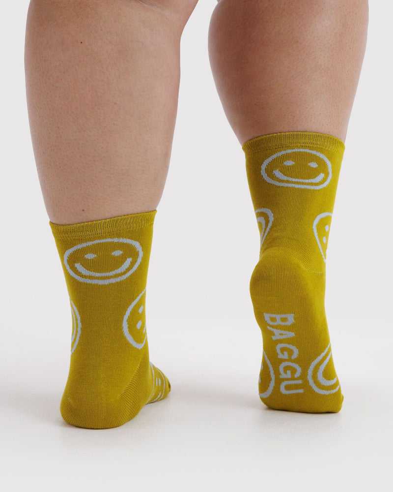BAGGU  Crew Sock - Ochre Happy