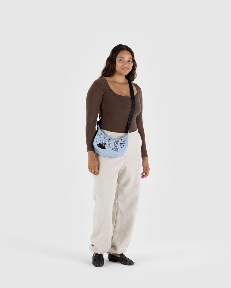 BAGGU  Small Nylon Crescent Bag - Embroidered Ballet Icons