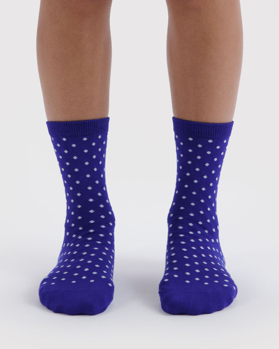 BAGGU Crew Socks Crew Sock - Micro Blue and White Polka Dot