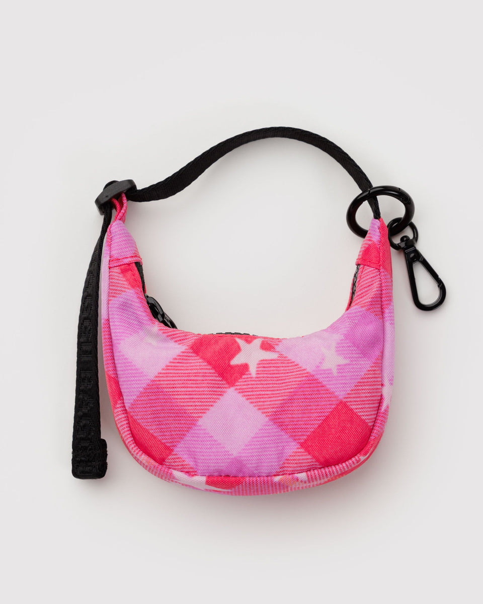BAGGU Products Crescent Bag Charm - Pink Star Plaid