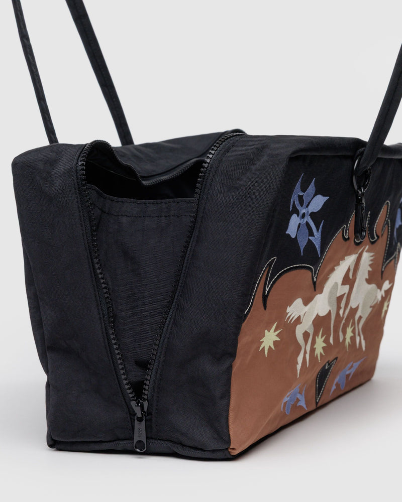BAGGU  Medium Nylon Bowler Bag - Western Appliqué