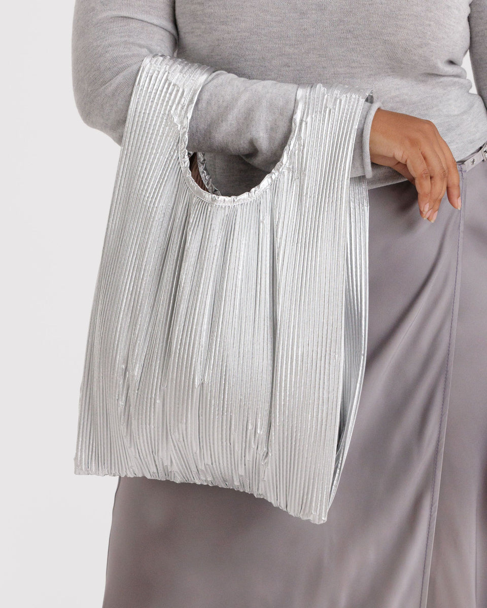 BAGGU New Arrivals Pleated Baggu - Chrome Metallic