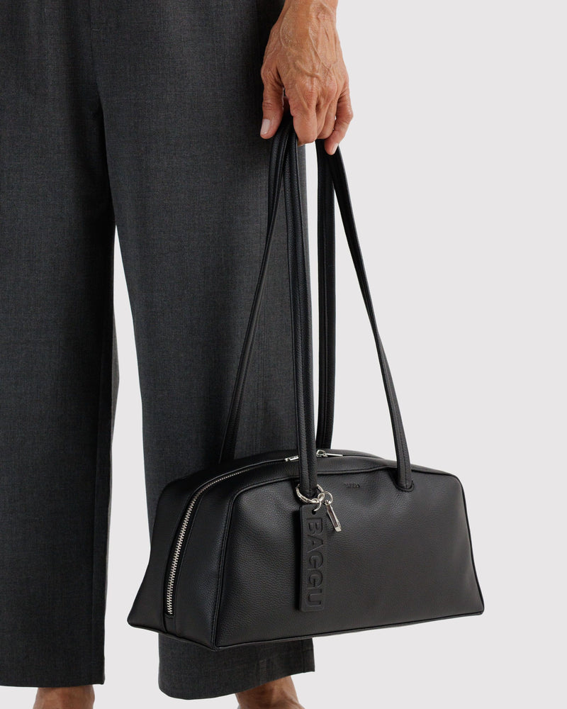 BAGGU  Recycled Leather Bowler Bag - Black