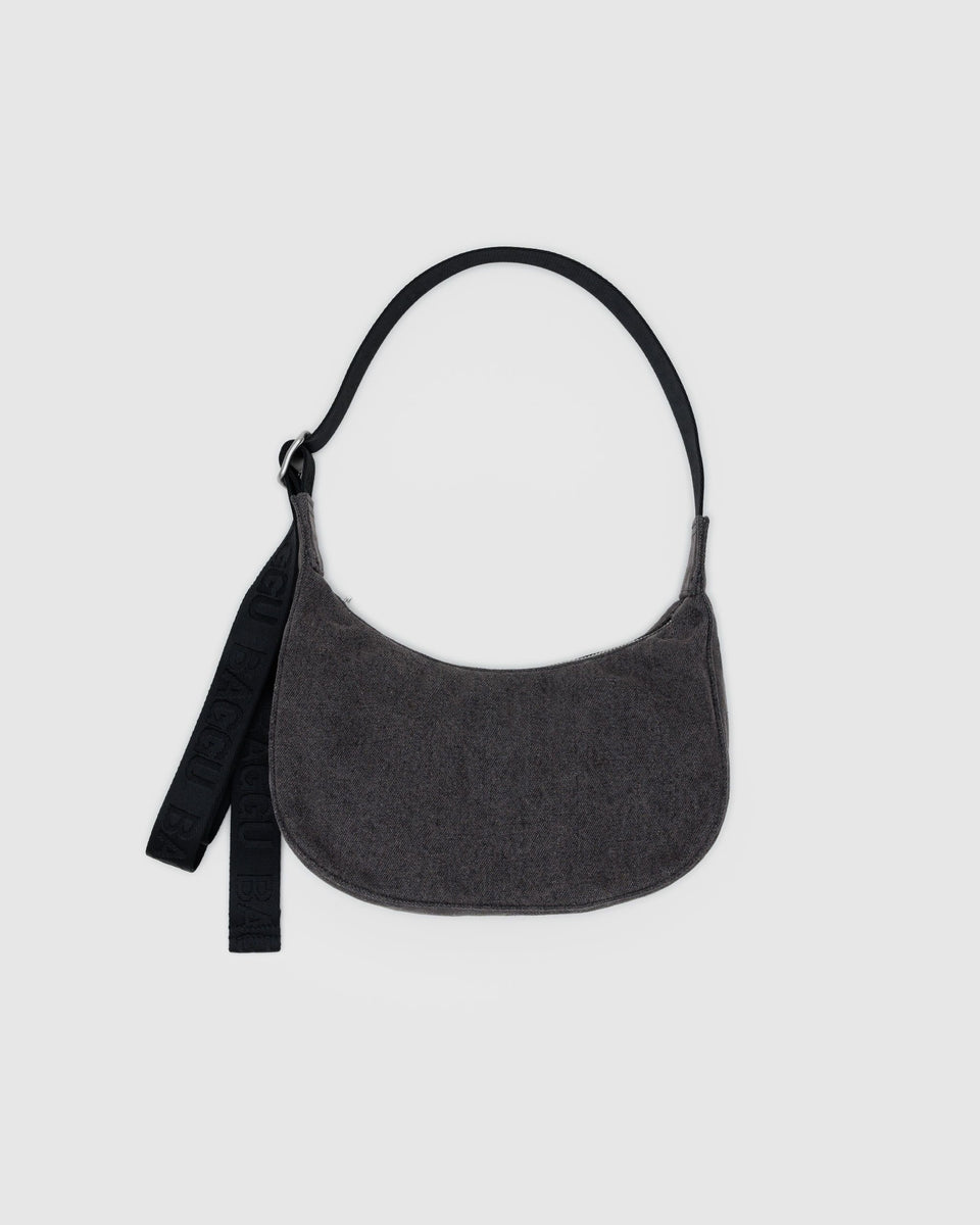 BAGGU Denim Small Denim Crescent Bag - Washed Black Denim