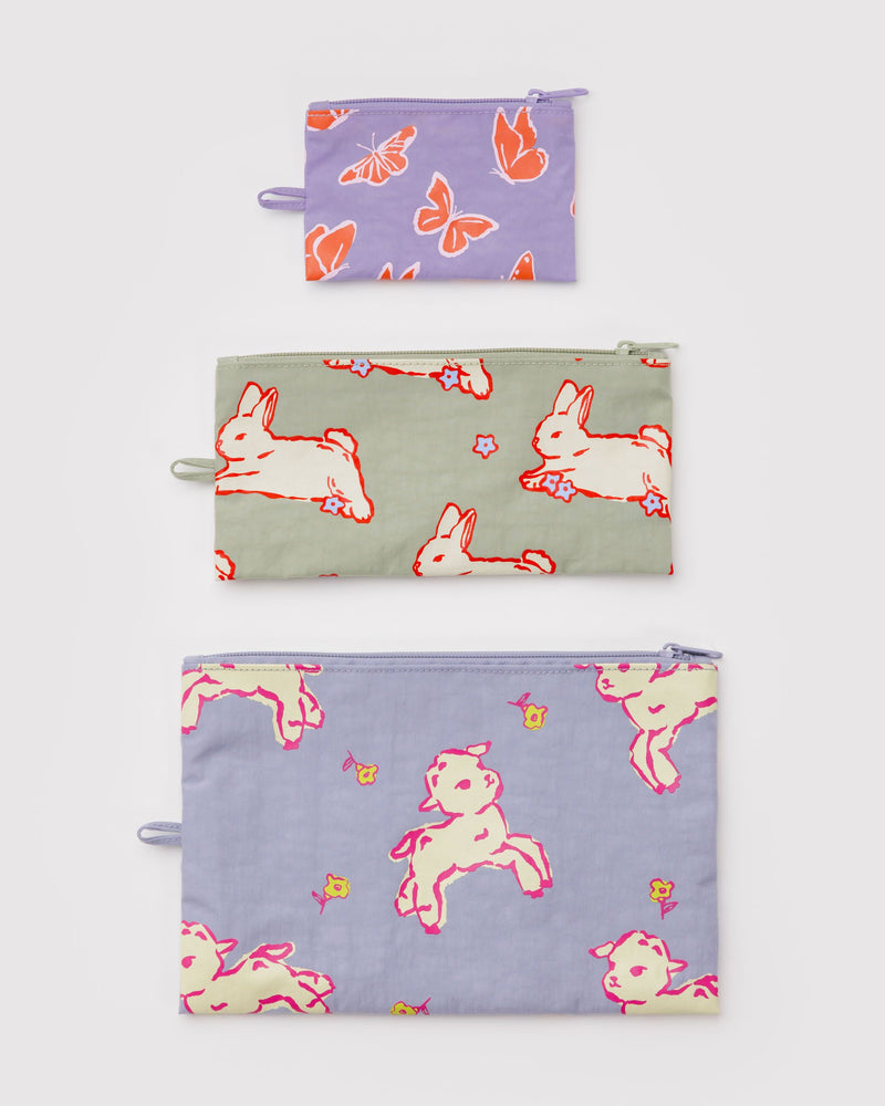 BAGGU Organization Flat Pouch Set - Spring Animals