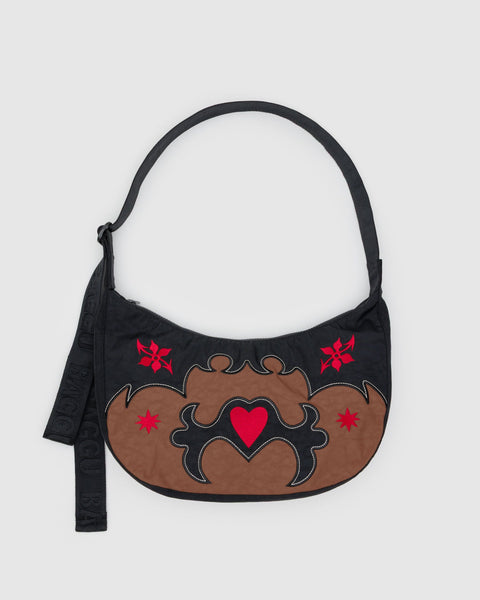 BAGGU Crossbody Bags Medium Nylon Crescent Bag - Western Appliqué