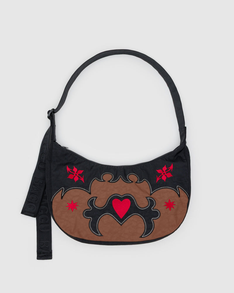 BAGGU Crossbody Bags Medium Nylon Crescent Bag - Western Appliqué