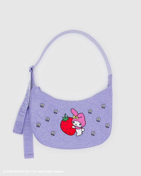 BAGGU Crossbody Bags Medium Nylon Crescent Bag - Embroidered My Melody Strawberry
