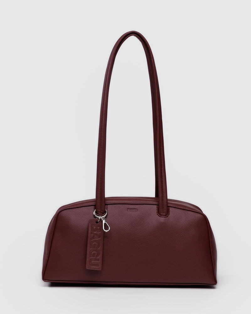 BAGGU  Recycled Leather Bowler Bag - Mahogany