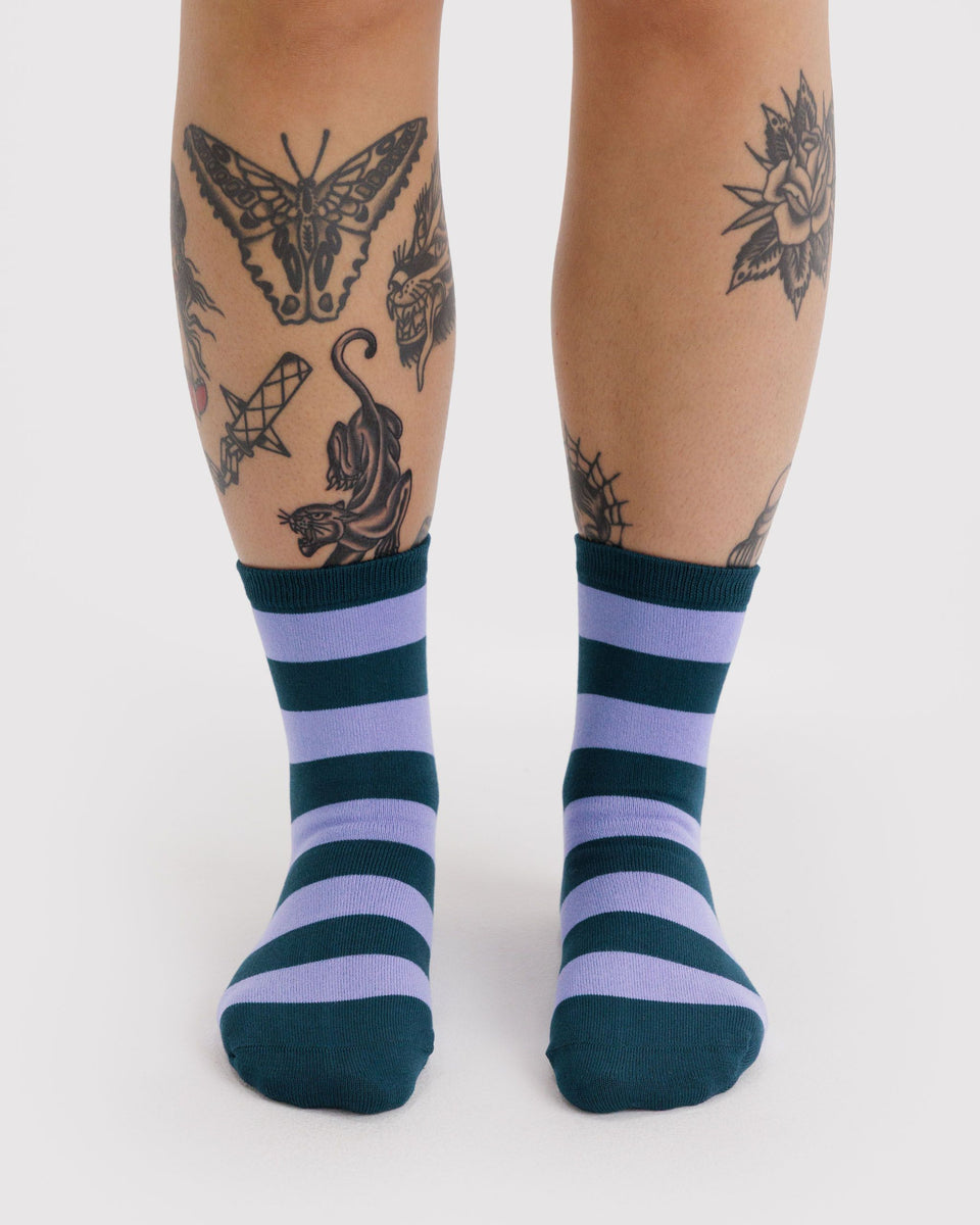 BAGGU Products Crew Sock - Malachite Stripe