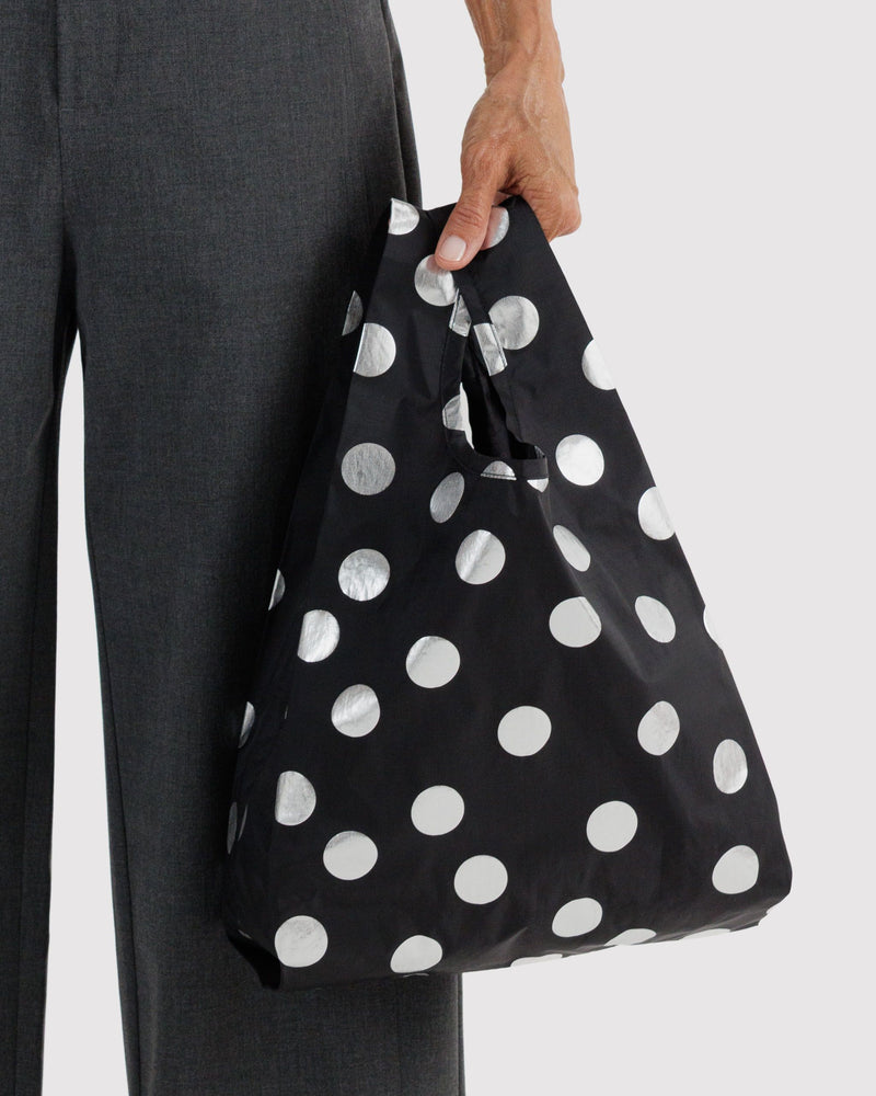 BAGGU Metallics Baby Baggu - Silver Metallic Polka Dot
