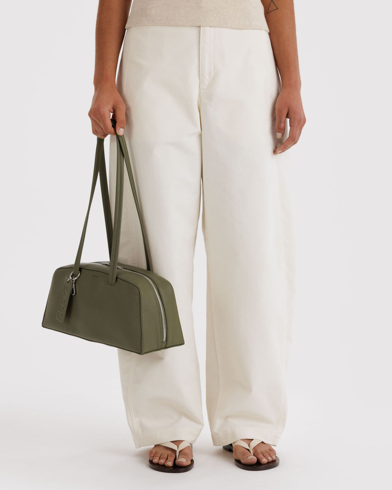 BAGGU  Recycled Leather Bowler Bag - Loden